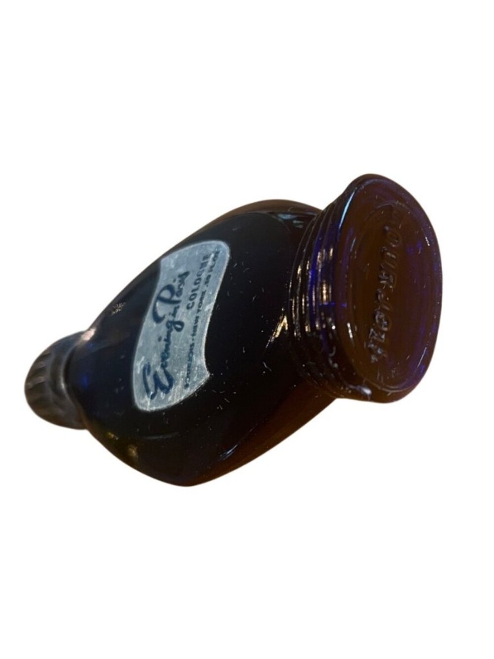 Vtg Evening In Paris Mini Cologne Bottle By Bourjois 0.50 Fl Oz Cobalt Blue 75% - Picture 3 of 4
